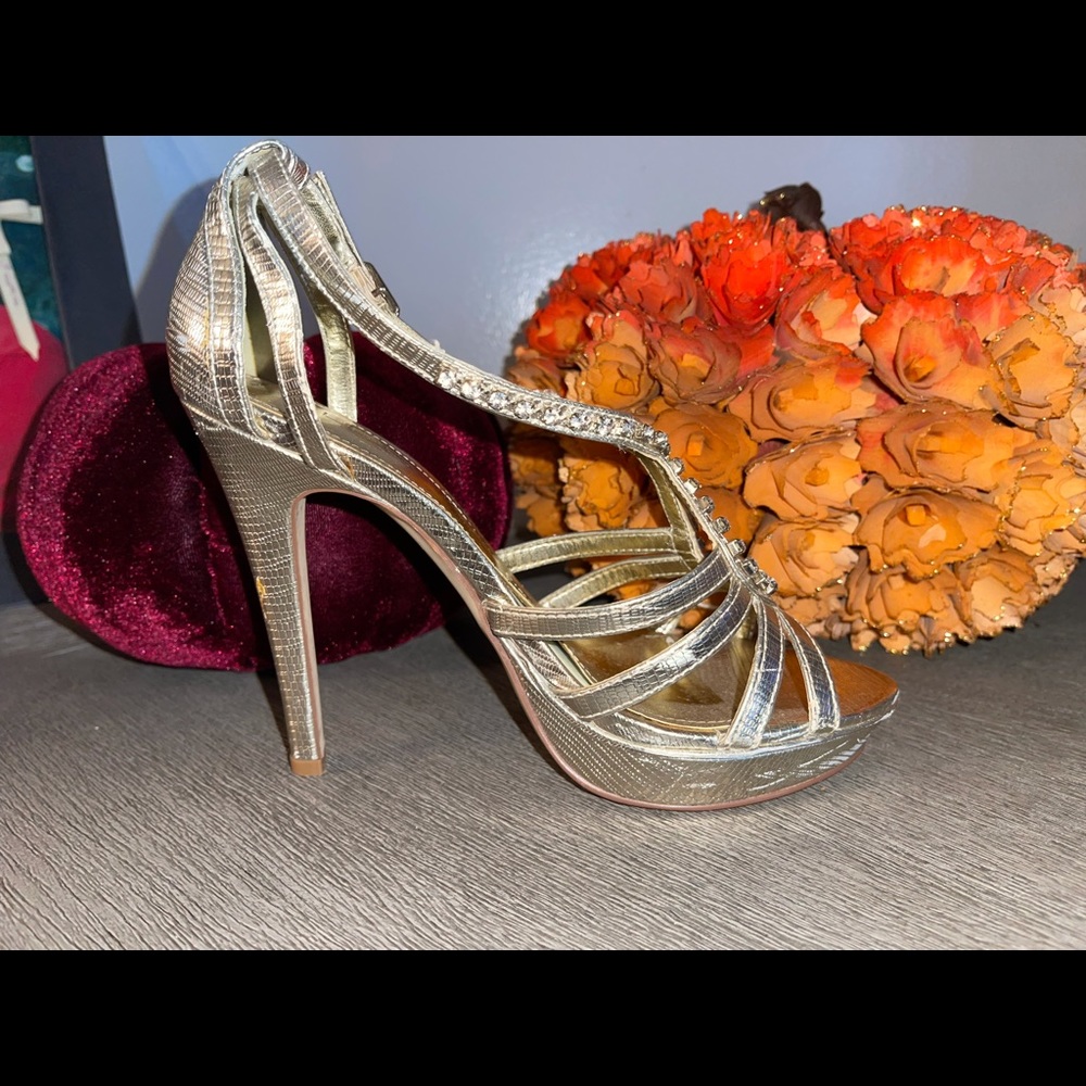 Gold rhinestone Aldo stilettos size 37